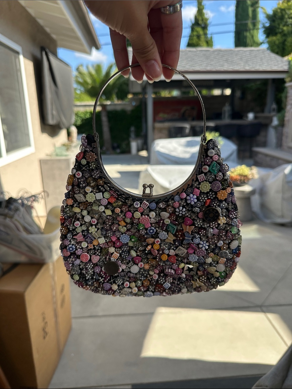 Embellished Multicolor Beaded Handbag - Women Bags